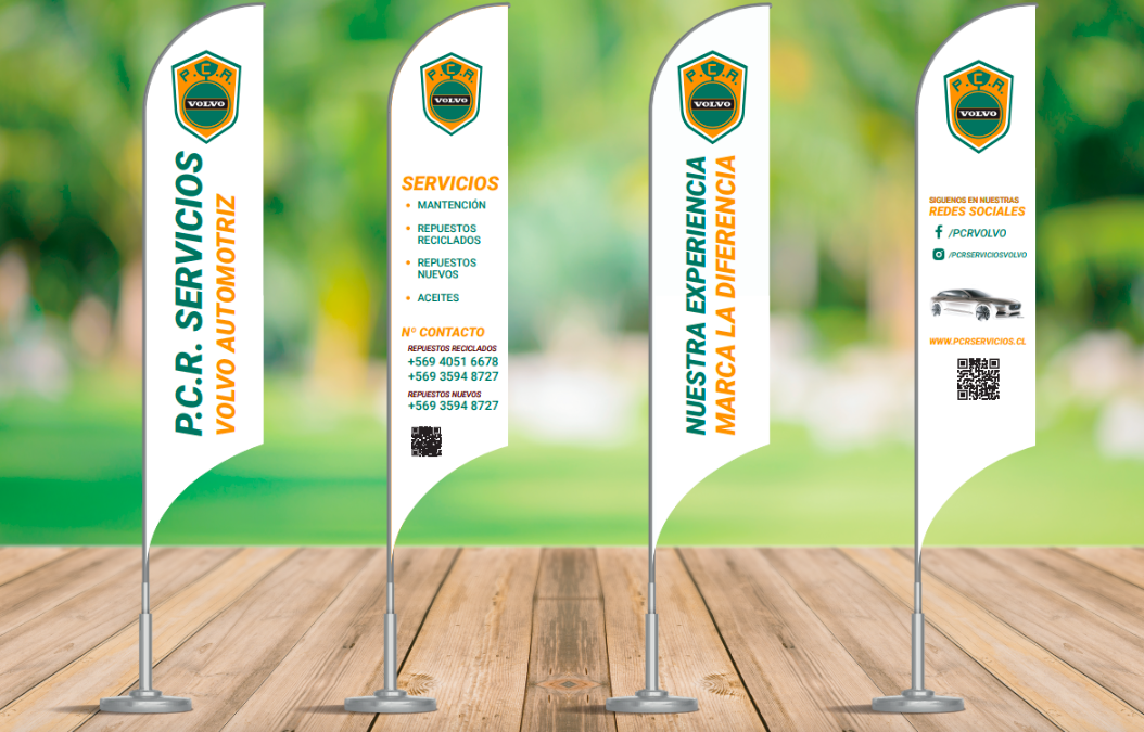 Diseño banderas corporativas tipo vela.